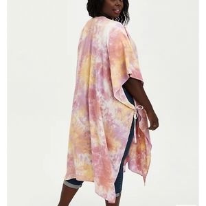 PINK TIE DYE LONGLINE RUANA
